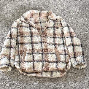 Abercrombie Plaid Sherpa Pullover Jacket
